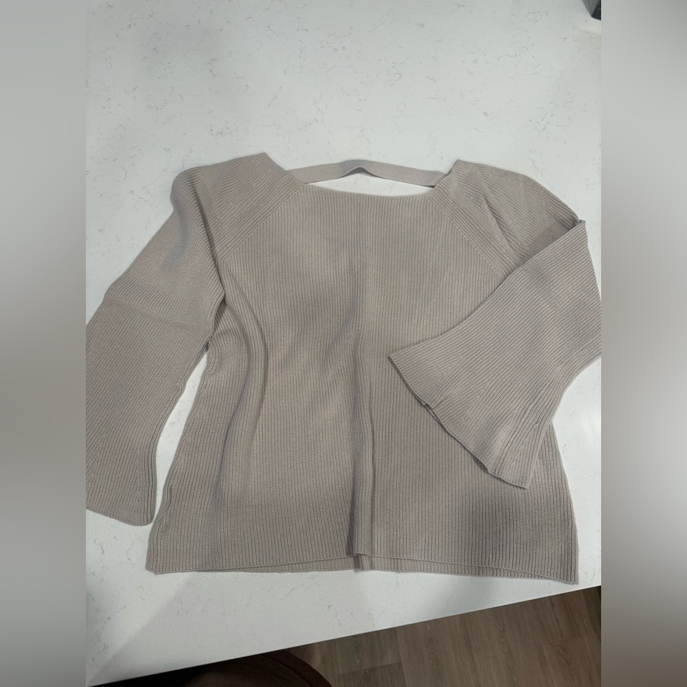 LOFT Beige Sweater with back strap detail